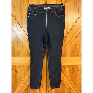 Nine West Skinny Jeans Size 10 Blue Dark Wash Denim Front Zip (4648)